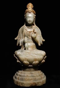 A Liaojin leaf wax stone statue of the Bodhisattva