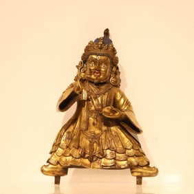 A Tibetan bronze gilt Vajrapani Bodhisattva statue