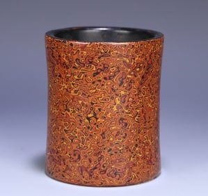 A late Qing rhinoceros leather lacquerware pen holder