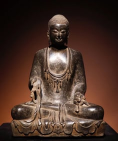 A Northern Qi bluestone Buddha statue