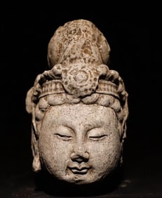 A Tang Dynasty bluestone Guanyin head ornament