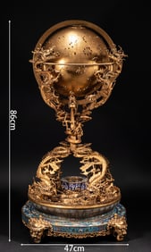 A piece of cloisonné enamel disc dragon celestial globe