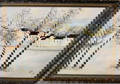 A frame of an oil painting by Wu Guanzhong