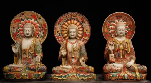 A group of Northern Qi white marble carved Buddha statues