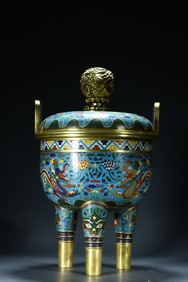 A piece of bronze gilt cloisonne incense burner