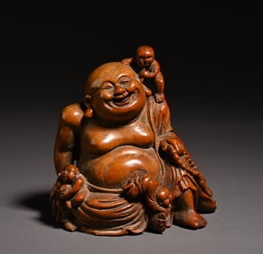 A boxwood Maitreya Buddha study ornament