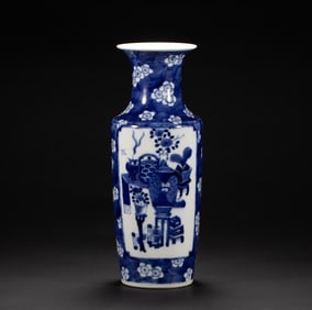 A blue and white vase