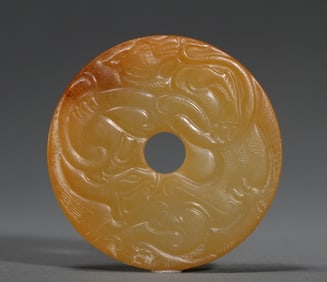 A piece of Hetian jade dragon-shaped jade wall