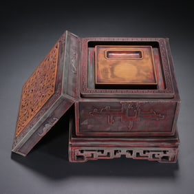 A piece of dragon holding longevity pine stone set inkstone