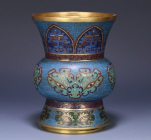 A piece of Qing Dynasty old cloisonne gluttonous pattern goblet