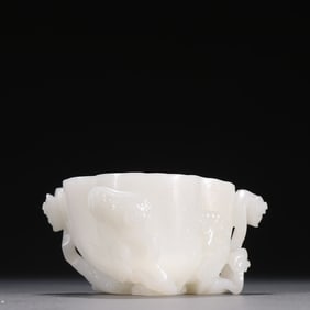 A piece of Qing Hetian jade carving Ruyi pen wash