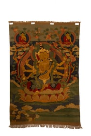A piece of silk gold thread thangka
