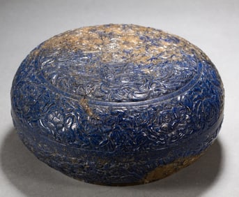 One piece lapis lazuli round box