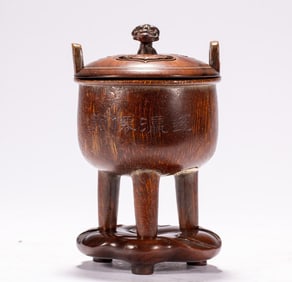 A piece of bamboo carved incense burner