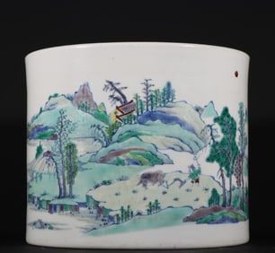 An old collection of Ming Dynasty Jiajing (consignment money) Doucai landscape pen holder