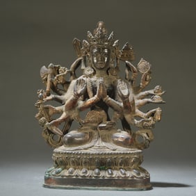 A Qing Dynasty bronze fetus quasi-mention Buddha mother ornament