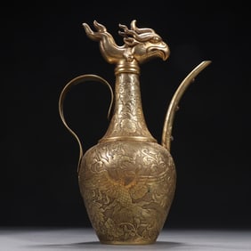A bronze gilt phoenix pattern holding pot