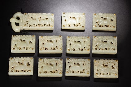 A set of Hetian jade belt plates