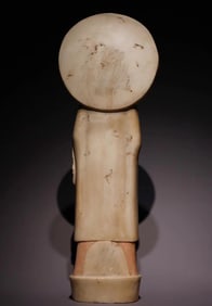 A white marble painted seated statue of the Northern Qi Dynasty