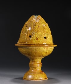 One piece of yellow glaze twisted tire Boshan furnace