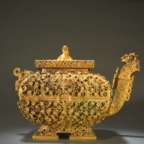 A piece of copper gilt dragon head square jug