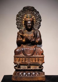 A bluestone painted Buddha statue