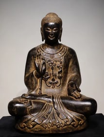 A Northern Qi bluestone Buddha statue