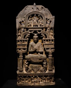 A rock carving of the Gandhara Dharma statue ornament