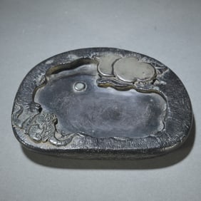 An old stone carved bat longevity inkstone