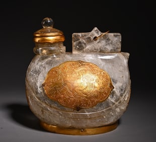 A piece of crystal gilt flat corridor pot scholar's ornament