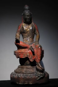 A piece of Tang Dynasty bluestone painted Guanyin Buddha statue