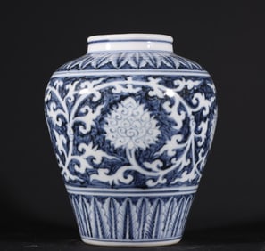 A piece of Ming Dynasty Yongxuan blue and white passionflower pattern jar