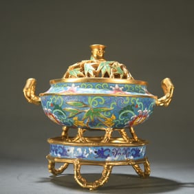 One piece cloisonné floral bamboo pattern smoker