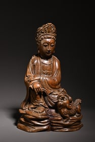 An agarwood Guanyin study ornament