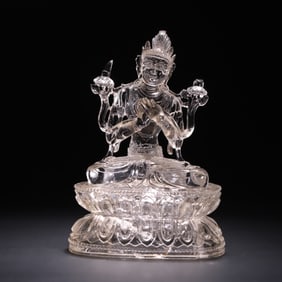 A piece of Qing Dynasty white crystal Guanyin statue