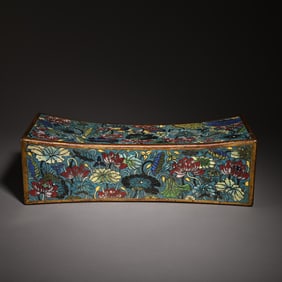 A cloisonné enamel floral pillow ornament