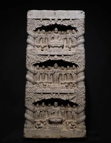 A piece of Tang Dynasty bluestone carved thousand Buddha pillars