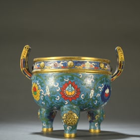 A cloisonné entwined lotus pattern incense burner