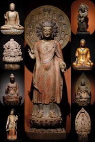 A Northern Wei bluestone painted Buddha statue