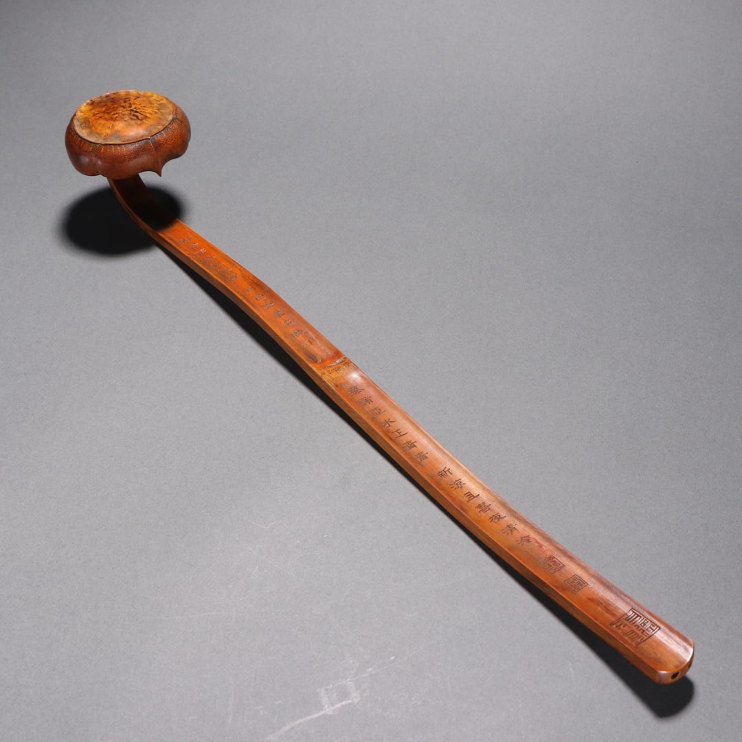 A piece of Qing bamboo carved poems and texts are a handle (1 of 9)