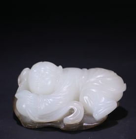 A piece of Hetian white jade boy