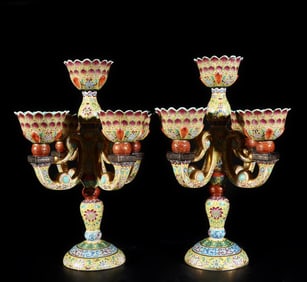 A pair of five-lotus candlestick lamps
