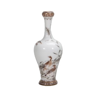 Qing Yongzheng ochre color flying ming, food pictures, poems, garlic bottles