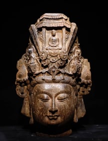 Tang Dynasty bluestone painted Guanyin head