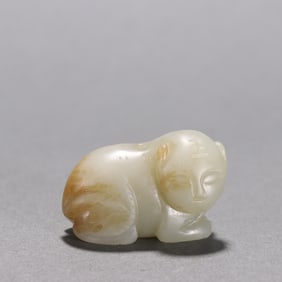 A piece of Qing Hetian jade seed material "tiger" pendant