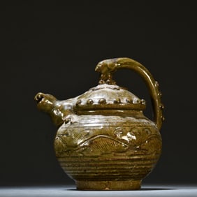 A piece of Song Yaozhou kiln entwined branch flower lion head inverted pot