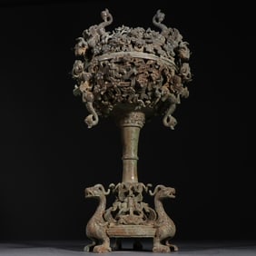 Bronze engraving plate dragon pattern dragon ear furnace