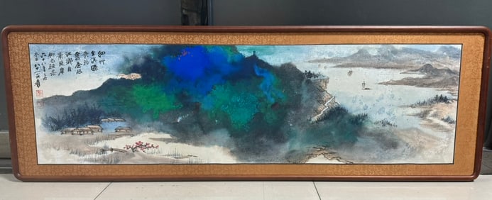 Zhang Daqian's splashed color landscape boutique frame on paper
