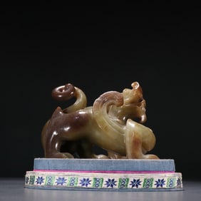 An old collection of Hetian jade beast ornaments