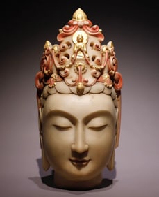 Northern Qi white marble painted Guanyin head